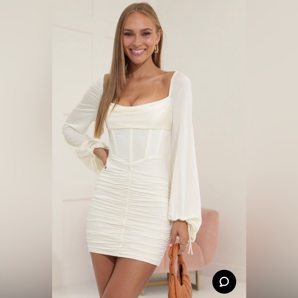 Lucy in the Sky Jacky White Long Sleeve Corset Dress